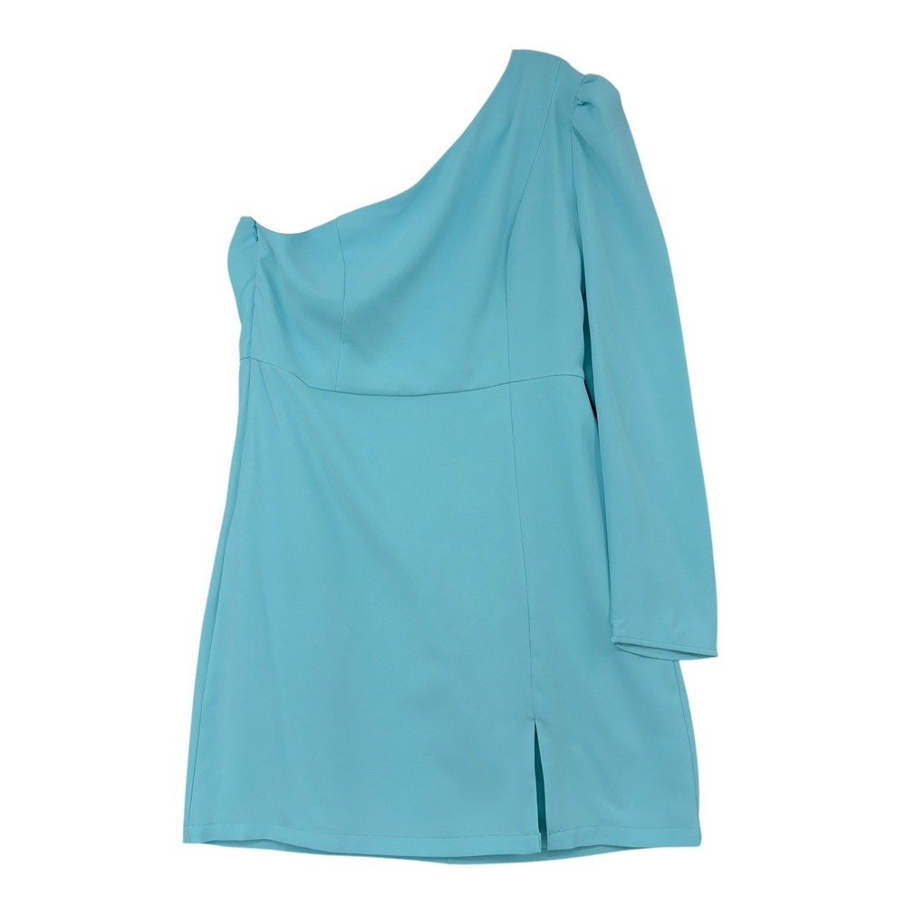 TCEC Womens One Shoulder Long Sleeve Mini Dress Light Blue CD02819 Size L